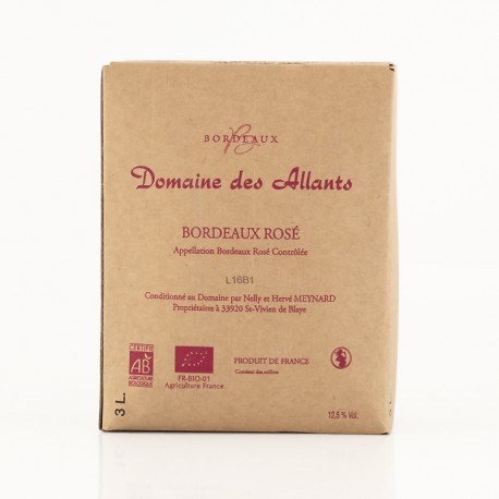 AOC Bordeaux rosé Domaine des Allants 2014 biologique